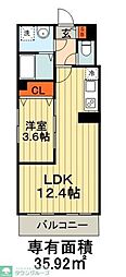 シンシア三番館 1LDKの間取図画像