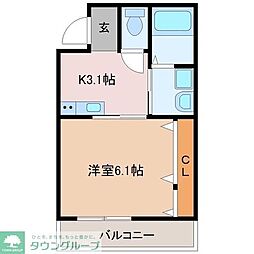 ラ・ターナ本千葉 1Kの間取図画像