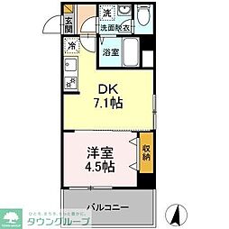ニュートリノ要 1DKの間取図画像