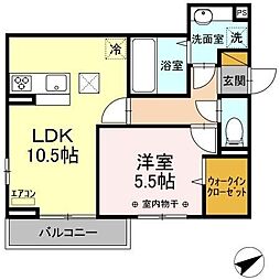 グランディオ西船 1LDKの間取図画像