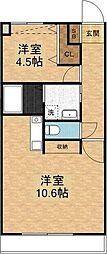 V-ROOM2 1LDKの間取図画像