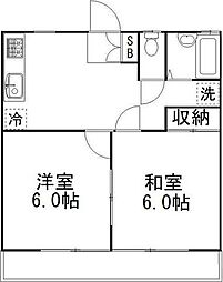 アーバンハイム 2DKの間取図画像