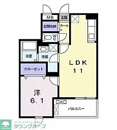 エスポワールほたる野 1LDKの間取図画像