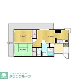 メゾンリヴィエール 2DKの間取図画像