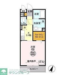 ルクティア 1Kの間取図画像