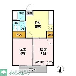 サマックスプラトー 2DKの間取図画像