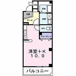 ブルーシエル 1Kの間取図画像