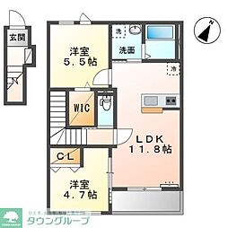 チャコールII番館 2LDKの間取図画像