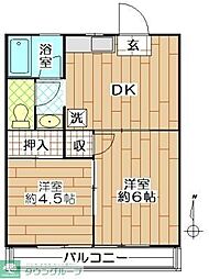 花園グリーンハイツ 2DKの間取図画像