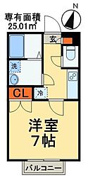 アドバンテージ稲毛 1Kの間取図画像