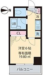ベイステート安間 1Kの間取図画像