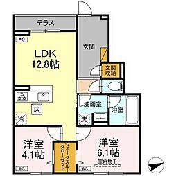 (仮称)D-ROOM前貝塚町IN 2LDKの間取図画像