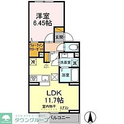 ボヌール成田 1LDKの間取図画像