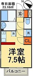 オリュンポス稲毛 1Kの間取図画像