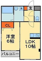 カーサメイプル千葉中央 1LDKの間取図画像