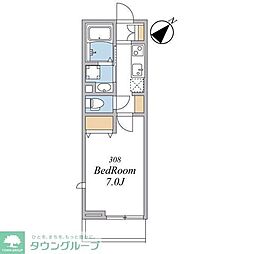 ウィンドテラス船橋宮本A棟 1Kの間取図画像