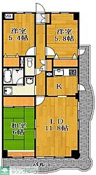 メイプル稲毛 3LDKの間取図画像