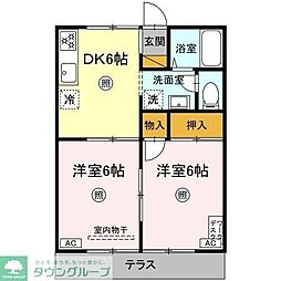 カサベルデ大日 2DKの間取図画像