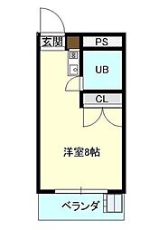 グランドKODAヒルズ ワンルームの間取図画像