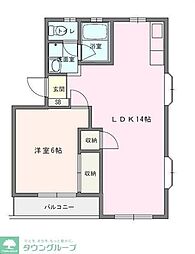 ハイツエルB 1LDKの間取図画像