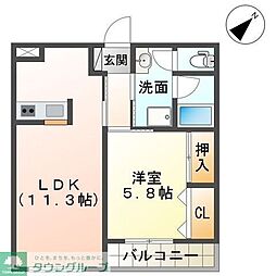 ティアラ 1LDKの間取図画像