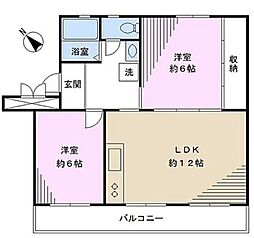 西小中台住宅21号棟 2LDKの間取図画像