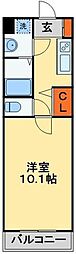 ミッツメロディア 1Kの間取図画像