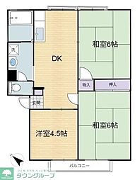ゆりの木台エステートハイツ 3DKの間取図画像