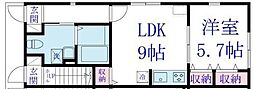 シュシュ宮崎町 1LDKの間取図画像