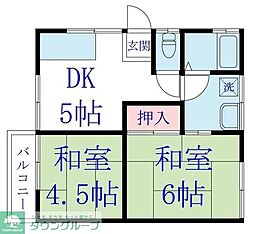 マーシャンコーポ船橋 2DKの間取図画像