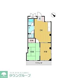 中川マンション 2DKの間取図画像
