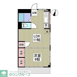 船橋セブンハイツ 1Kの間取図画像