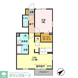 クライスハイム2 1LDKの間取図画像