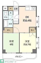 ハイブリッジソシア 2DKの間取図画像