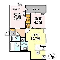 DーClair 2LDKの間取図画像