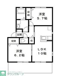 サンドミール2 2LDKの間取図画像