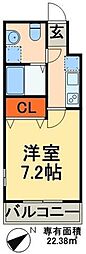 レファインド幕張 1Kの間取図画像