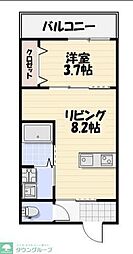 千葉市稲毛区小仲台7丁目アパート 1LDKの間取図画像