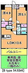 アーペブローネ上志津 2LDKの間取図画像