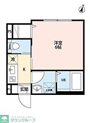 千葉市中央区南町3丁目アパート 1Kの間取図画像