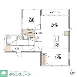 市川市南八幡2丁目マンション 2LDKの間取図画像