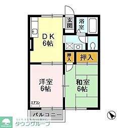 クレインビレッジ 2DKの間取図画像