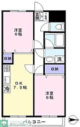 ラフィーヌ有川壱番館 2DKの間取図画像