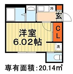 BRIX葛城 1Kの間取図画像