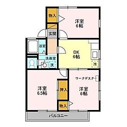 エルセゾン 3DKの間取図画像