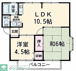 プリメーラ三山 2LDKの間取図画像