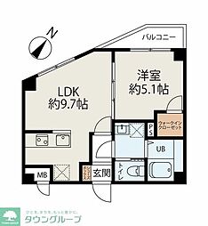 コネクトパークヒルズ新田町 1LDKの間取図画像
