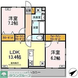 プランドールII 2LDKの間取図画像