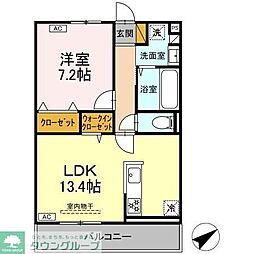 プランドールII 1LDKの間取図画像