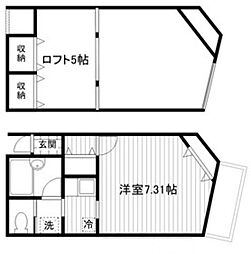 小田急小田原線 相模大野駅 徒歩9分の賃貸アパート 1階1Kの間取り